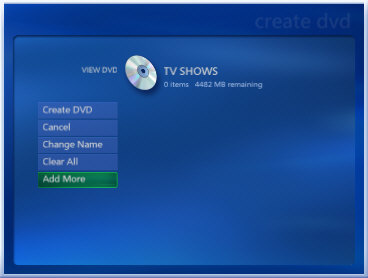 View DVD page with Add More selected