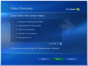 Select folders that contain Videos page with Desktop including subfolders and Next selected