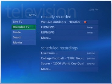My TV page with Recorded TV selected